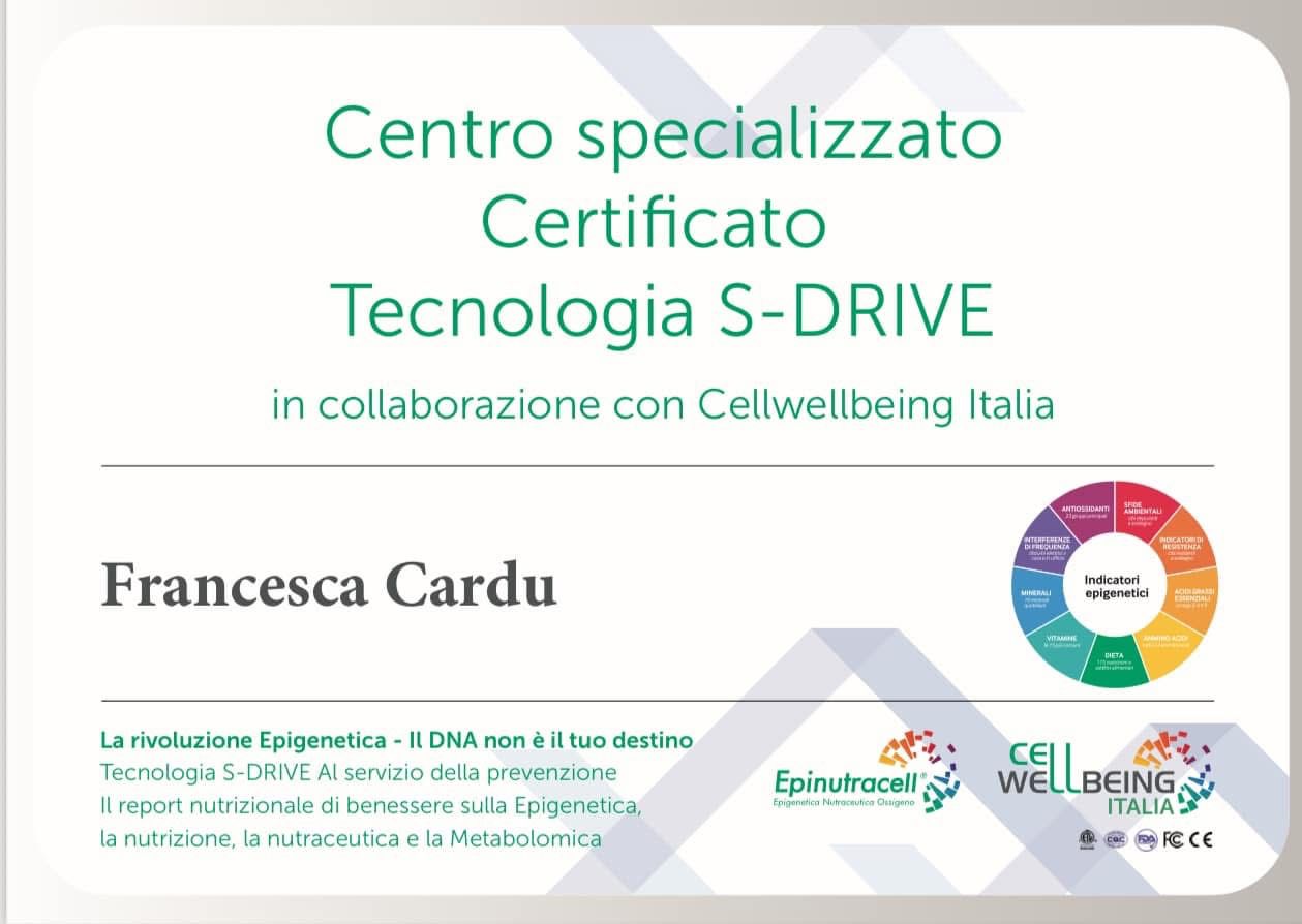 Certificato Centro specializzato certificato Tecnologia S-DRIVE